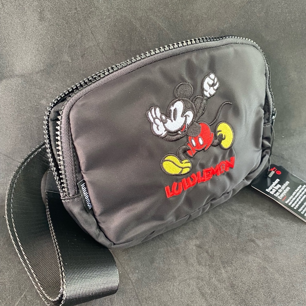 lululemon athletica Black Belt Bag with Mickey Mouse Embroidery